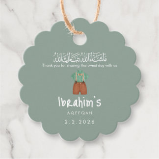 Personalized Islamic Aqiqah Baby Boy Round Gift Gåvor Etiketter