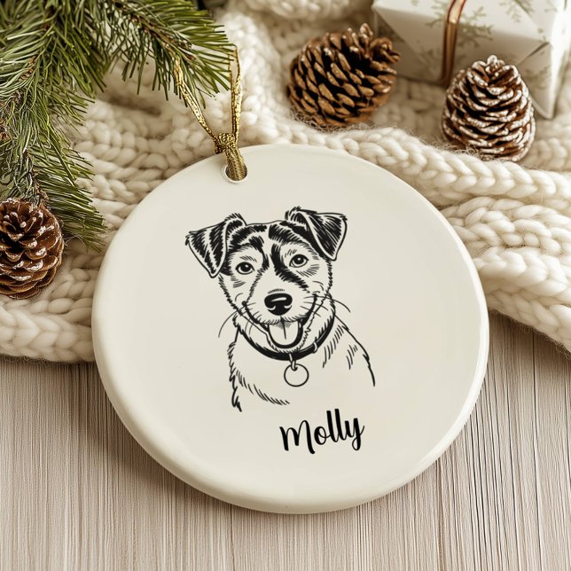 Personalized Jack Russel Terrier Dog Christmas Julgransprydnad Keramik (Skapare uppladdad)
