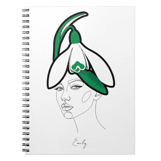 Personalized January Birth Flower Portrait Anteckningsbok (Framsidan)