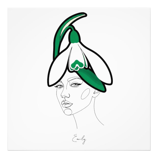 Personalized January Birth Flower Portrait Fototryck (Framsidan)