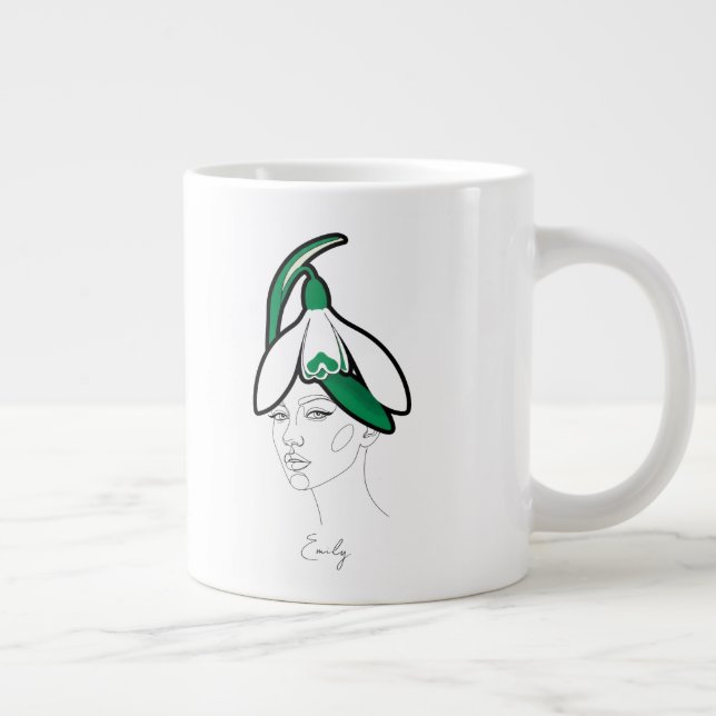 Personalized January Birth Flower Portrait Jumbo Mugg (Höger)