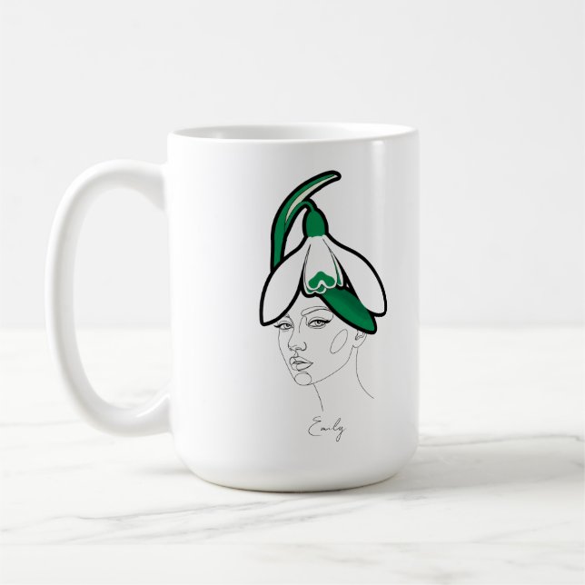 Personalized January Birth Flower Portrait Kaffemugg (Vänster)