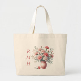 Personalized January Carnation Tote Bag Jumbo Tygkasse