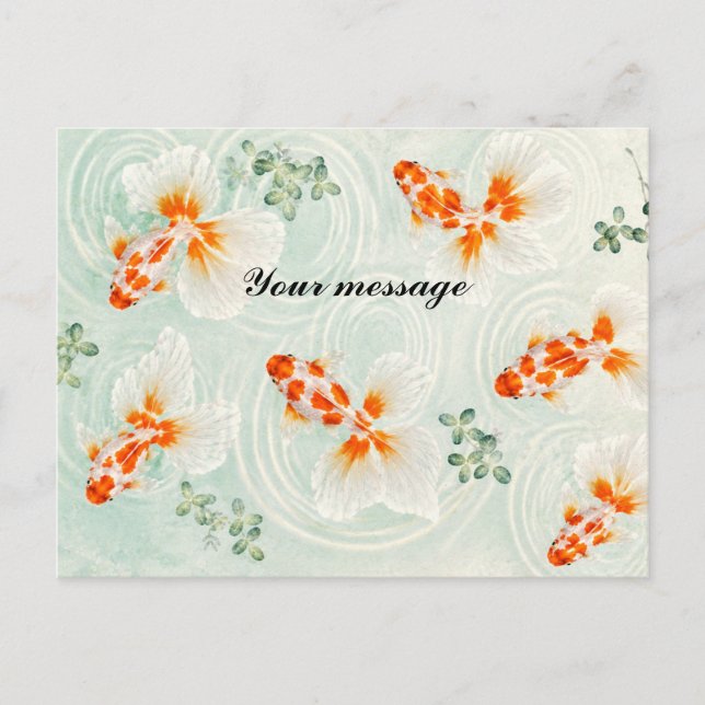 Personalized Japanese Goldfish Postcard | Custom M Vykort (Framsida)