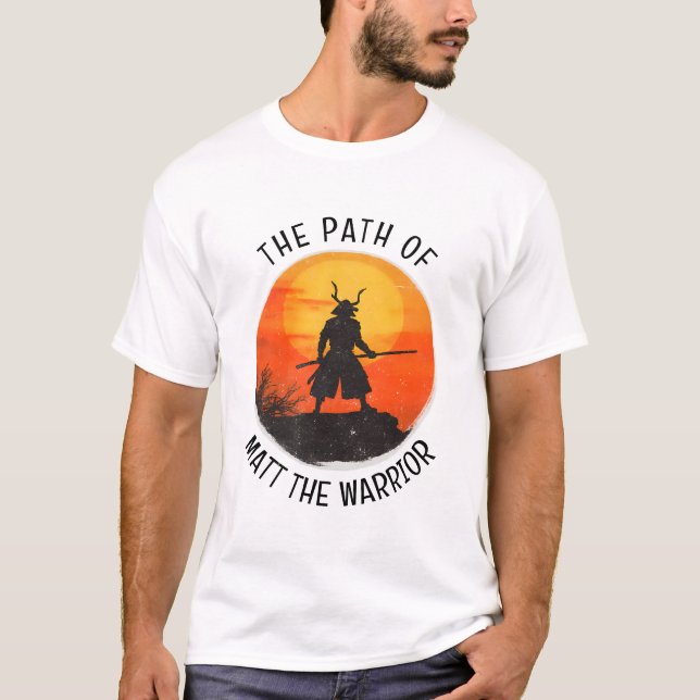 Personalized Japanese Martial Arts Samurai Warrior T Shirt (Framsida)