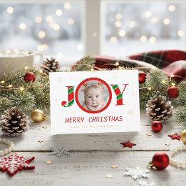 Personalized Joy Christmas Photo Julkort