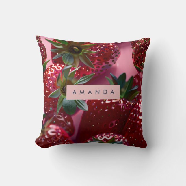 Personalized Juicy Strawberry Bliss Kudde (Framsida)