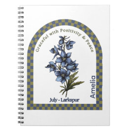 Personalized July Birth Month Flower Notebook Anteckningsbok