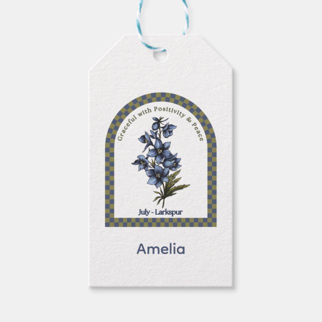 Personalized July Birth Month Flower Presentetikett (Framsidan)