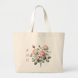 Personalized June Rose Tote Bag Jumbo Tygkasse