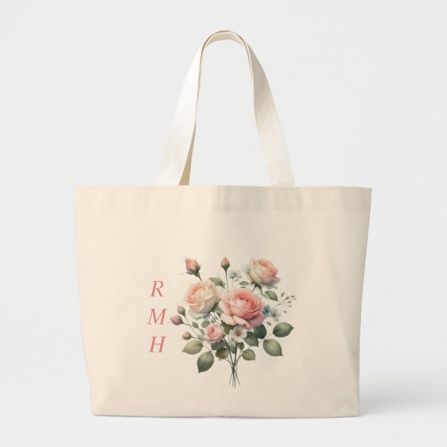 Personalized June Rose Tote Bag Jumbo Tygkasse (Framsidan)