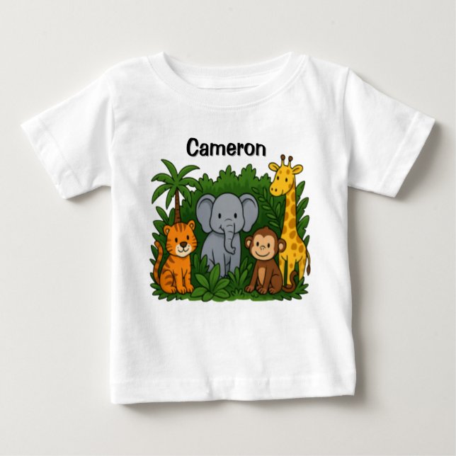 Personalized Jungle Animal Design  T Shirt (Framsida)