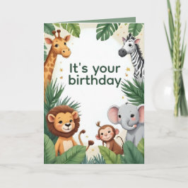 Personalized Jungle Animals Birthday Card Kort