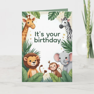 Personalized Jungle Animals Birthday Card Kort