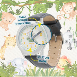 Personalized Jungle Safari Learn to Tell Time Kids Armbandsur