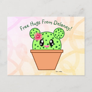 Personalized Kawaii Cactus Rainbow Desert Postcard Helg Vykort