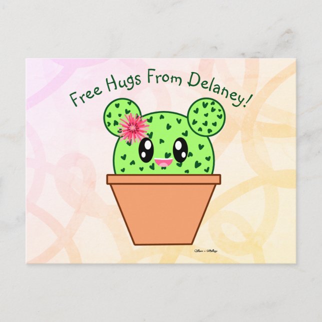 Personalized Kawaii Cactus Rainbow Desert Postcard Helg Vykort (Framsida)