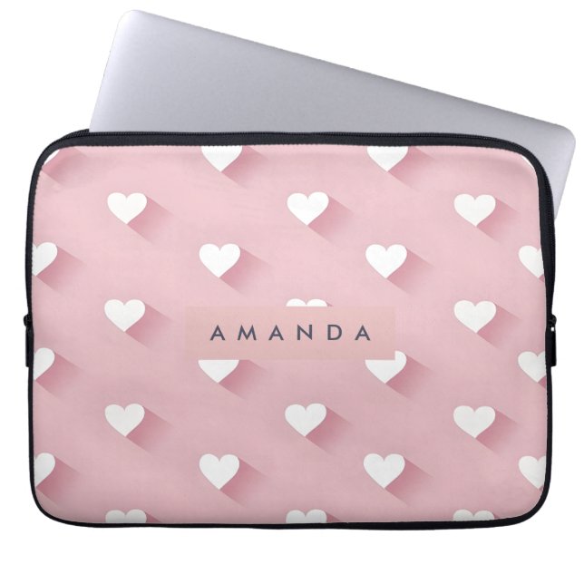 Personalized Kawaii Soft Pink Heart  Laptop Fodral (Framsidan)