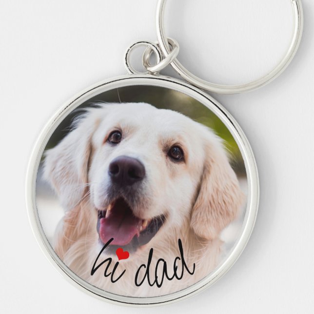 Personalized Keychain With Dog Photo Love Heart Rund Silverfärgad Nyckelring (Framsidan)