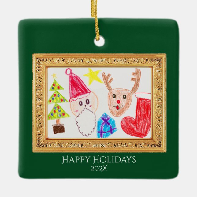 Personalized Kids Art & Photo Christmas Ornament (Framsida)