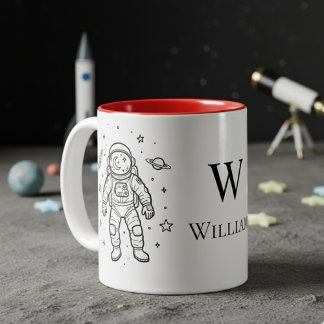 Personalized Kids Astronaut Två-Tonad Mugg
