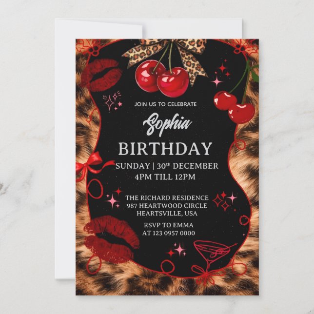Personalized Kids Birthday Invitation Black Party  Inbjudningar (Framsida)