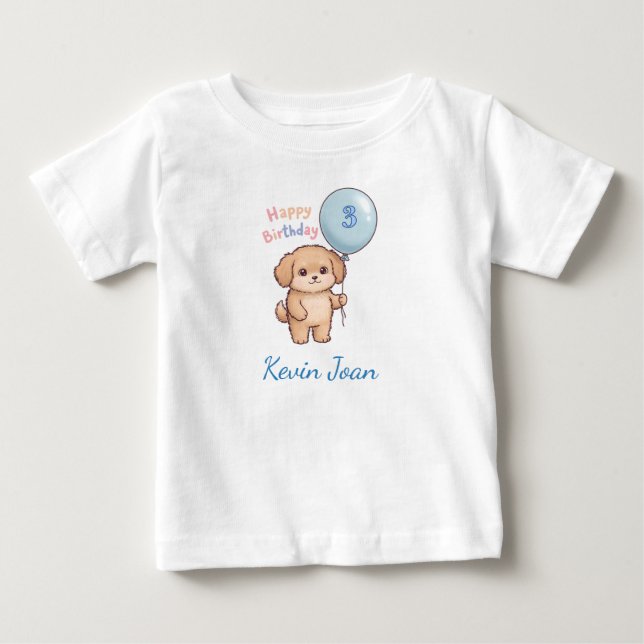 Personalized Kids Birthday T-Shirt, Custom Name T Shirt (Framsida)