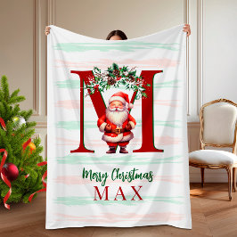 Personalized Kids Christmas Blanket with Santa Fleecefilt