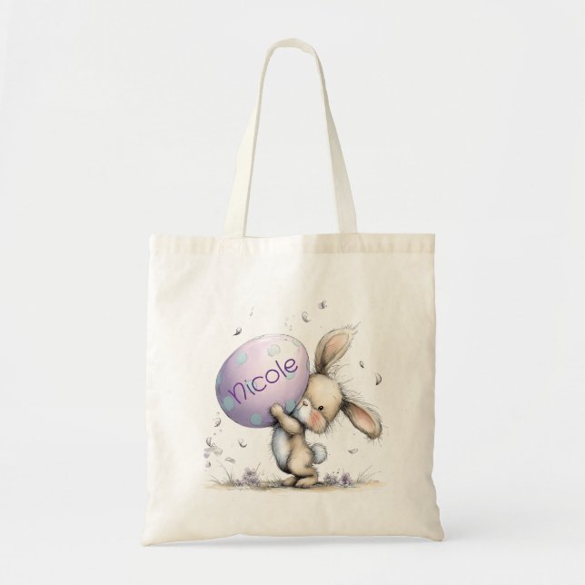 Personalized Kids Easter Tote Bag Tygkasse (Framsidan)