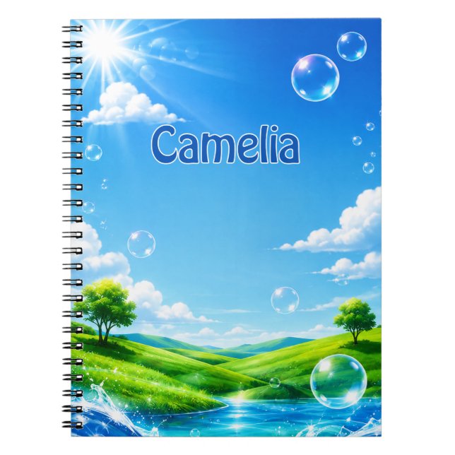 Personalized Kids Frutiger Aero Name Notebook Anteckningsbok (Framsidan)
