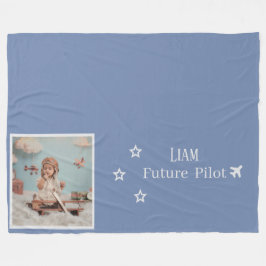 Personalized Kids Future Pilot with Photo & Name Fleecefilt