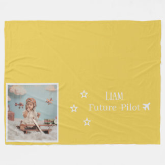 Personalized Kids Future Pilot with Photo & Name Fleecefilt