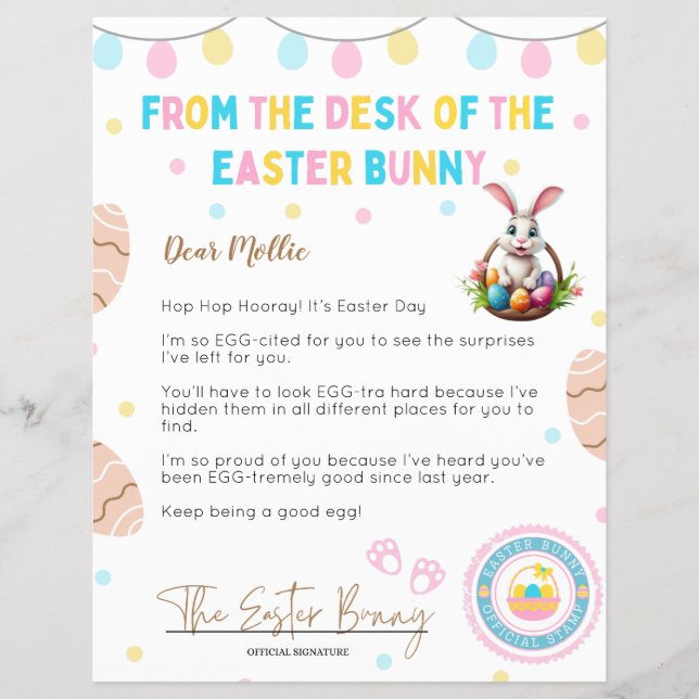 Personalized Kids Letter from Easter Bunny Reklamblad (Framsidan)