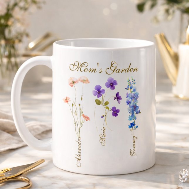 Personalized Kids Name Garden Mother Kaffemugg (Skapare uppladdad)