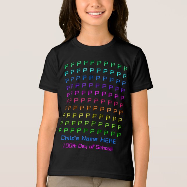 Personalized Kids Rainbow, Fun 100th Day of School T Shirt (Framsida)