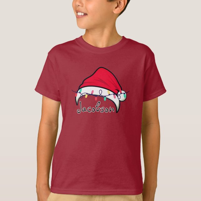 Personalized Kids T-Shirt Custom Name, Christmas  (Framsida)