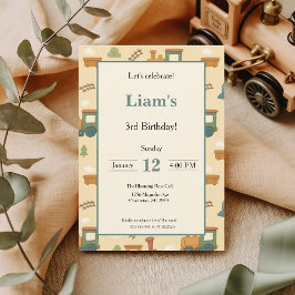 Personalized Kids Train Birthday Party Inbjudningar