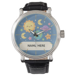 Personalized Kids Watch with Name Cute Space Theme Armbandsur