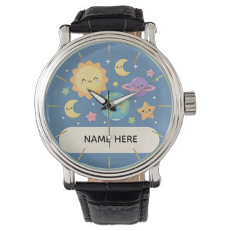 Personalized Kids Watch with Name Cute Space Theme Armbandsur