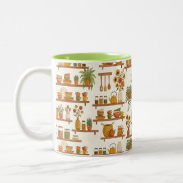 Personalized Kitchen Shelves Pattern Coffee Mug Två-Tonad Mugg