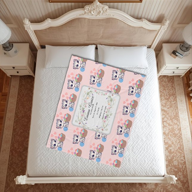 Personalized Kitten Baby Blanket | Custom Birth  Fleecefilt (Skapare uppladdad)