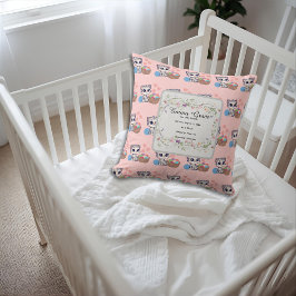 Personalized Kitten & Wildflowers Birth Keepsake Kudde