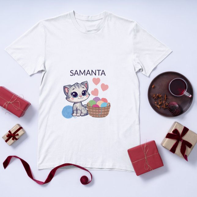  Personalized Kitten & Yarn Baby Bodysuit T Shirt (Skapare uppladdad)