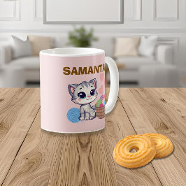 Personalized Kitten & Yarn Classic Mug Kaffemugg