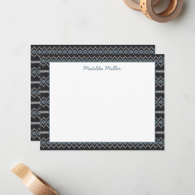 Personalized Knit Pattern Note Card Anteckningskort (Fram/Back In Situ)