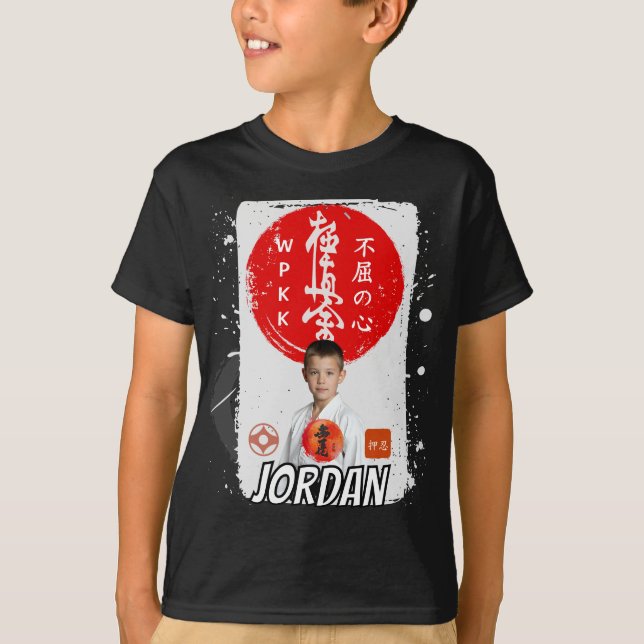 Personalized Kyokushin Karate Photo Kids Shirt T Shirt (Framsida)