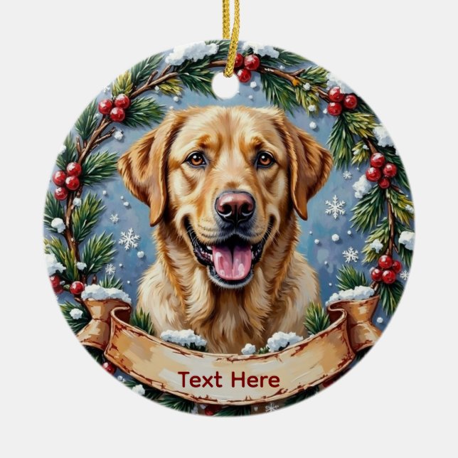 Personalized Labrador Retriever Christmas Julgransprydnad Keramik (Framsidan)