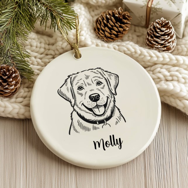 Personalized Labrador Retriever Dog Christmas Julgransprydnad Keramik (Skapare uppladdad)