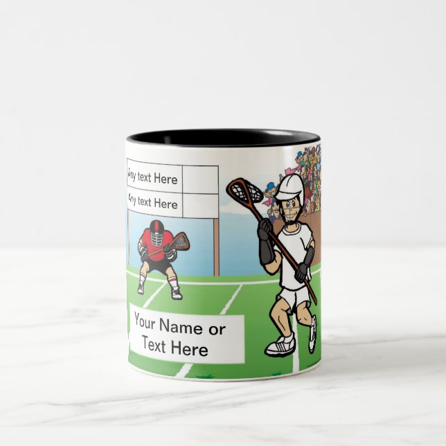 Personalized LaCrosse Player - Male Cartoon Två-Tonad Mugg (Center)