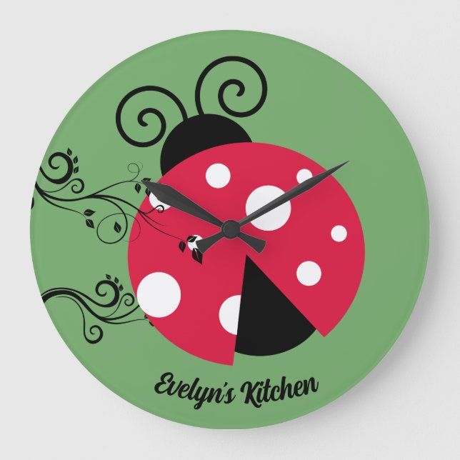 Personalized Lady Bug Kitchen Clock Ladybug Stor Klocka (Framsida)
